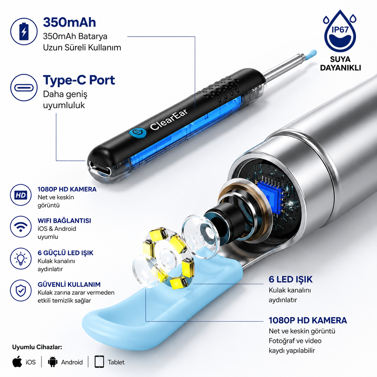 ClearEar® HD Kameralı Kulak Temizleme Cihazı