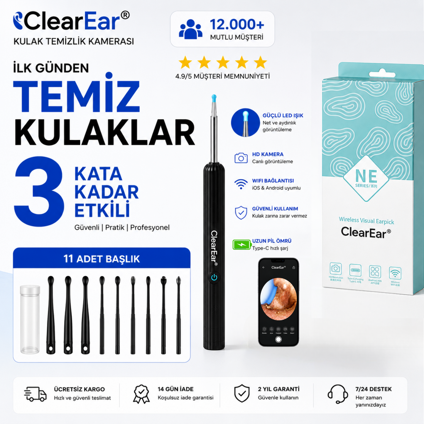 ClearEar® HD Kameralı Kulak Temizleme Cihazı