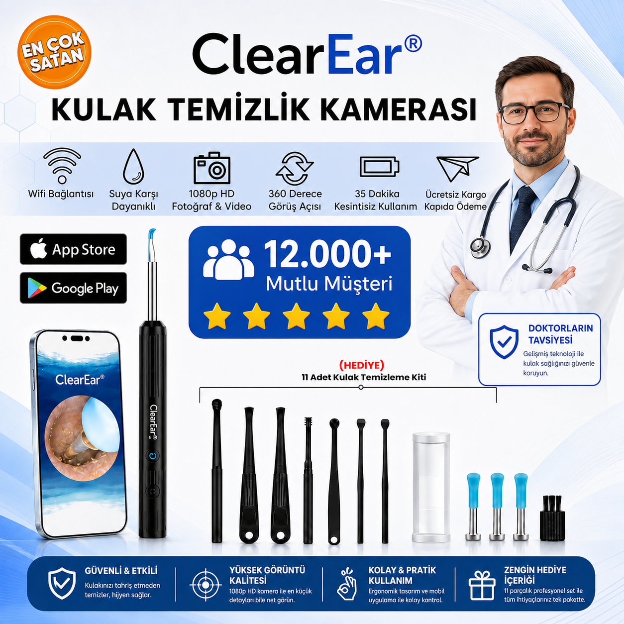 ClearEar® HD Kameralı Kulak Temizleme Cihazı
